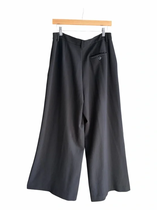 ANTHROPOLOGIE MAEVE Pleated Trousers Wide-Leg Black Pants 10 - Picture 7 of 14
